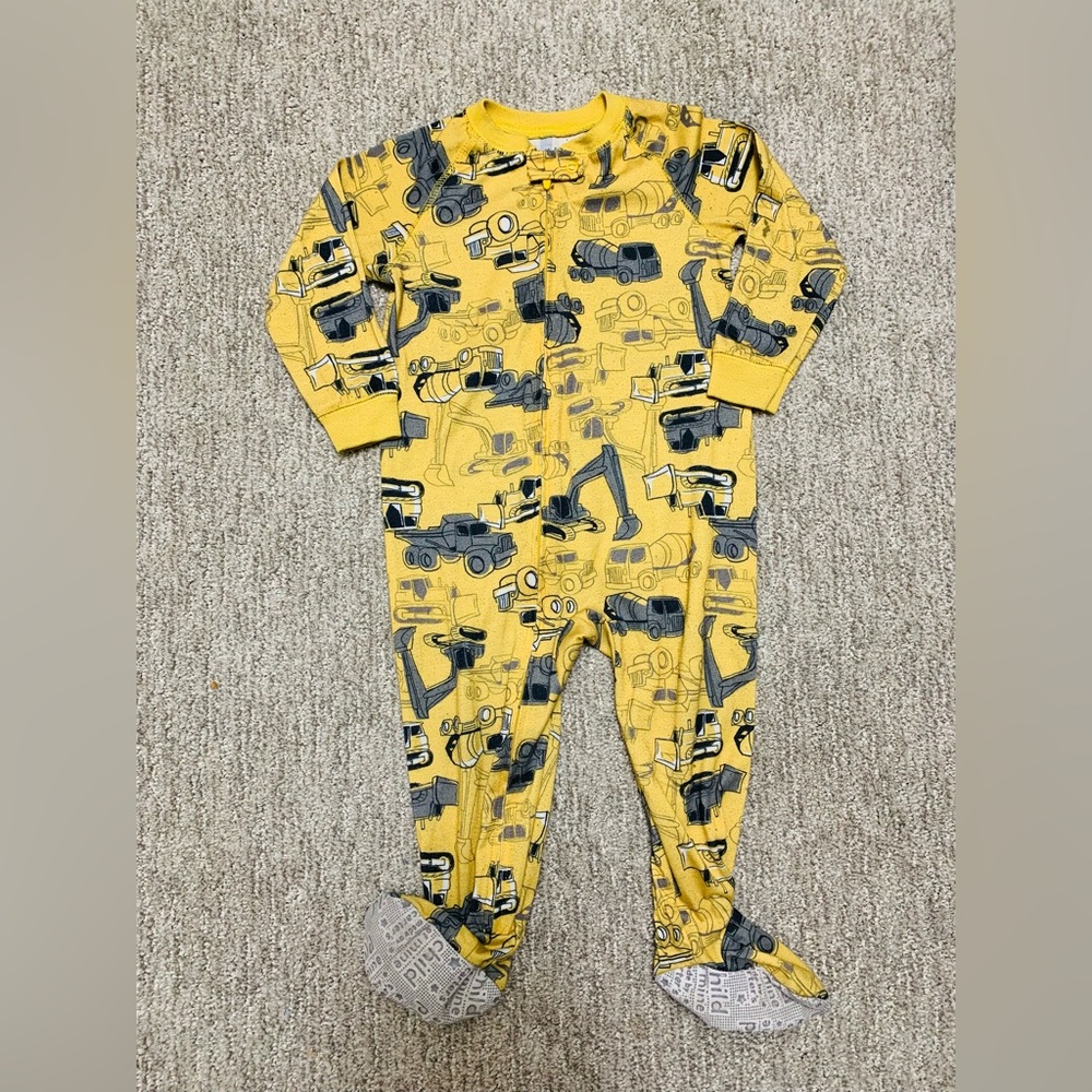 Yellow Construction Print Kids One Piece
